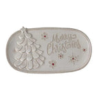 Merry Christmas Plate Ceramic 31x17cm White 