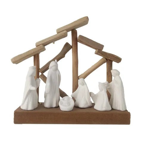 3 Wise Men Decoration Wood / Ceramic 24x23cm White/nat