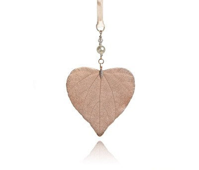 Wedding Charm - Heart Shape Leaf Rose Gold