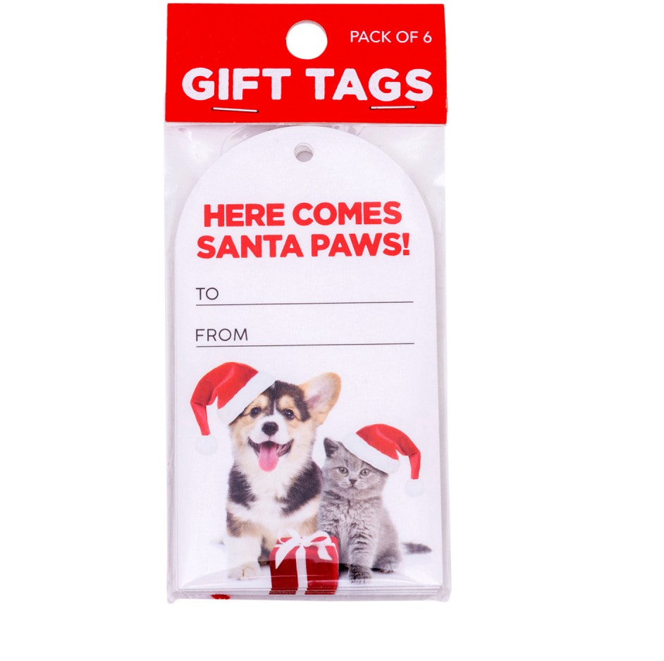 Christmas Santa Paws Set Of 6 Gift Tags 