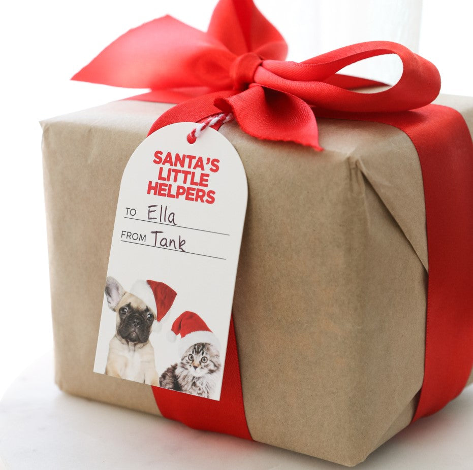 Christmas Santa Paws Set Of 6 Gift Tags 