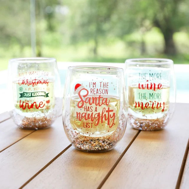 Christmas Naughty Stemless Glass 