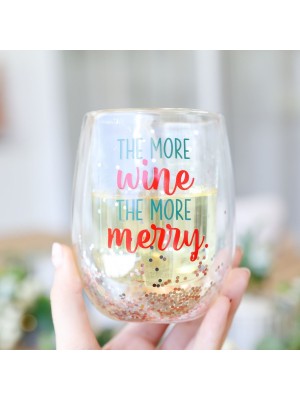 Christmas Merries Stemless Glass 