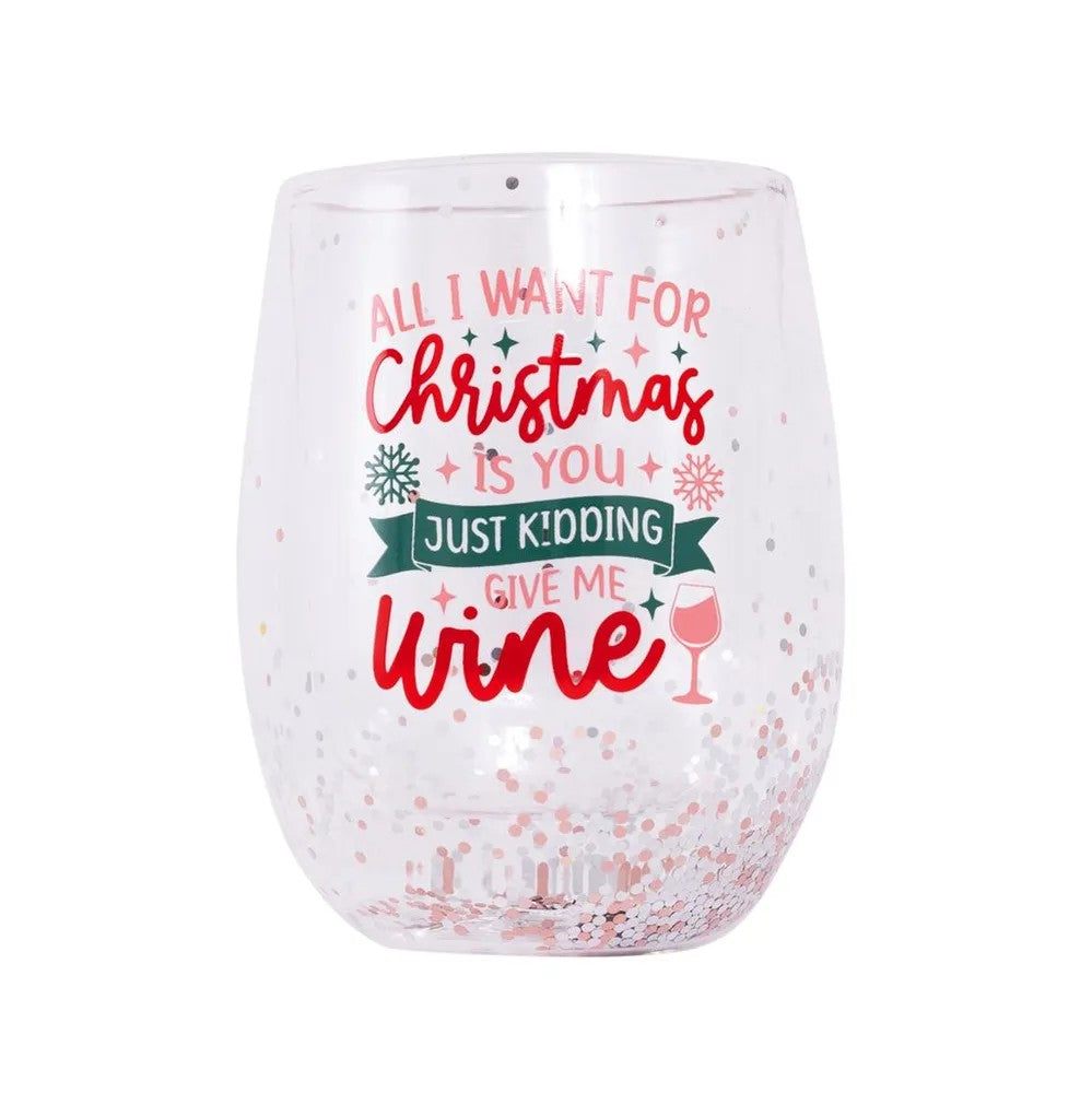 Christmas Wine Stemless Glass All I Want For Christmas