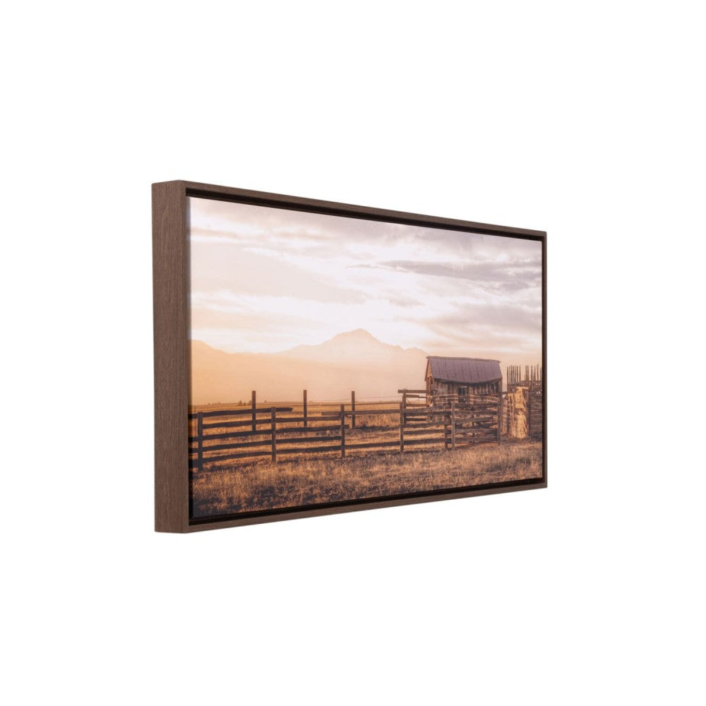 Rustic Meadow Sunset Frame Canvas 