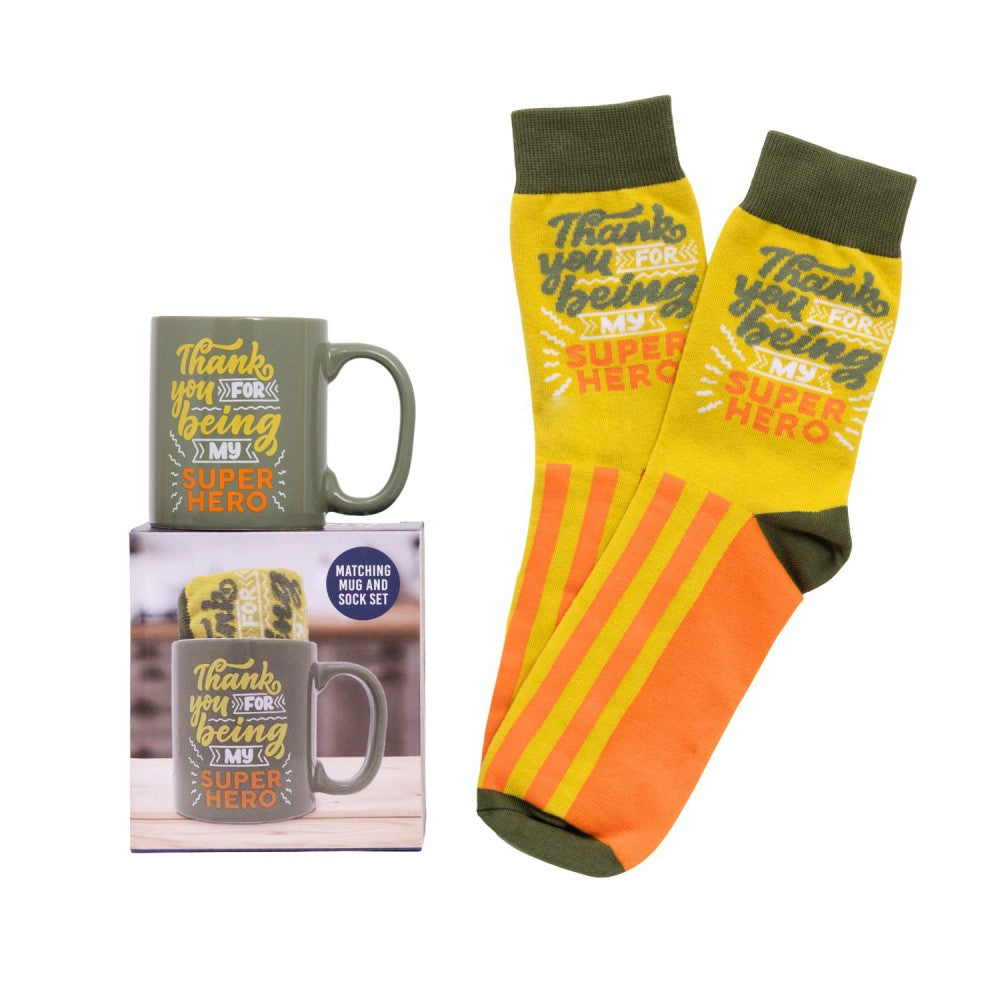 Fathers Day - Super Hero Mug & Sock Set 