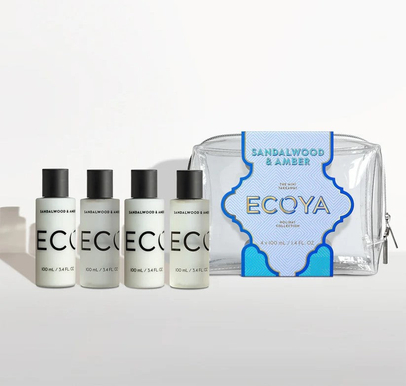 Ecoya Sandalwood & Amber Mini Takeaway Set Holiday Collection 