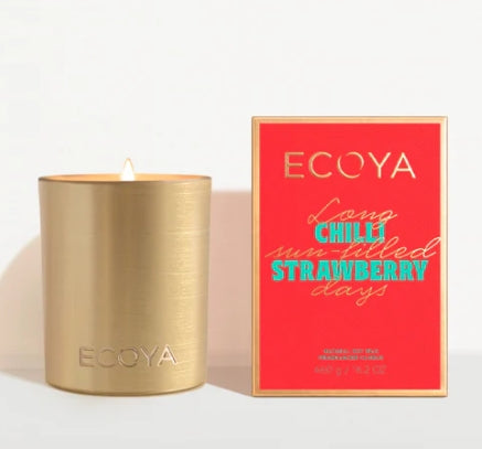 Ecoya Holiday Collection Mini Goldie Candle - Chilli Strawberry