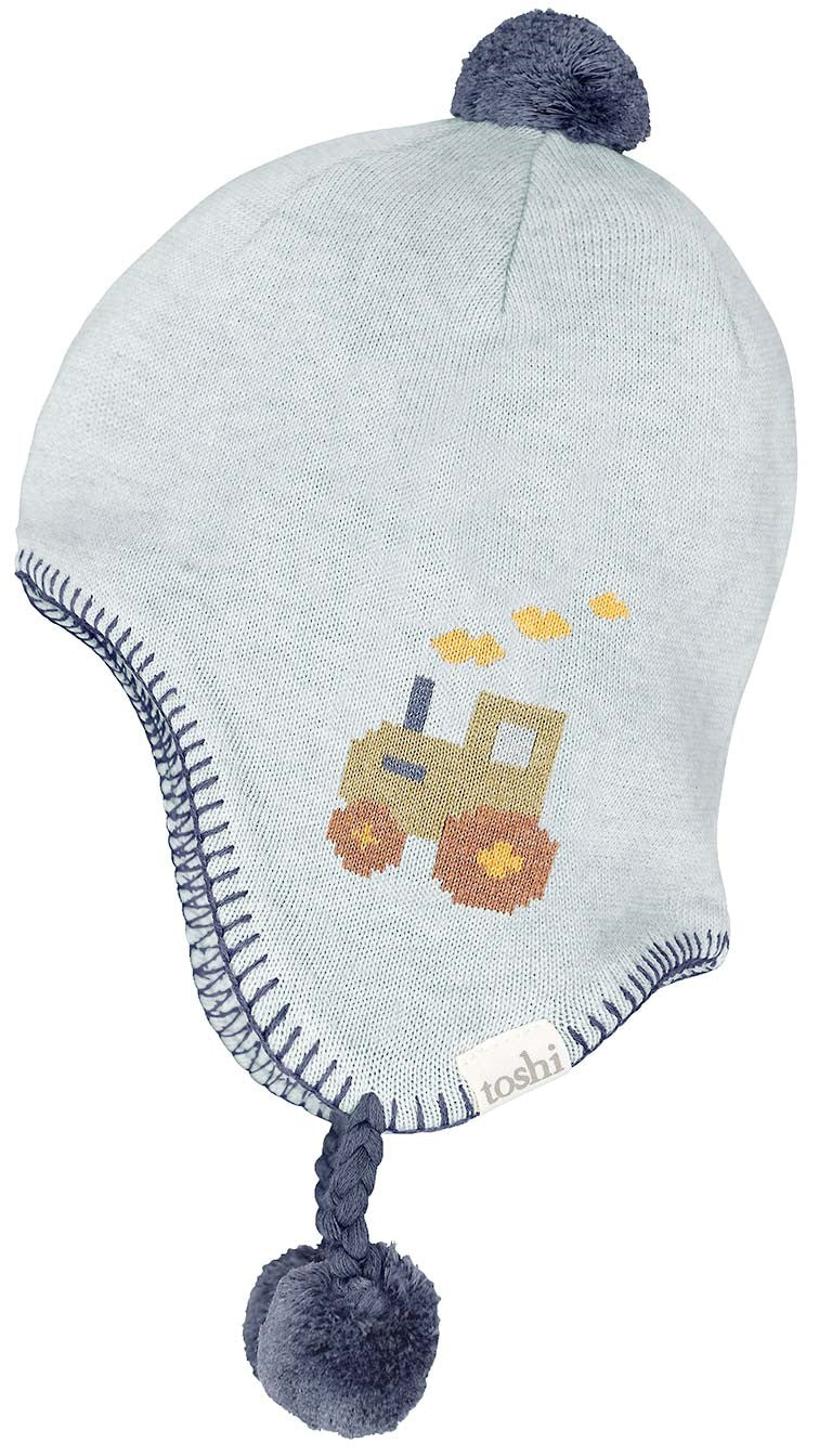 Organic Earmuff Beanie Storytime Mr Tractor [siz:m]