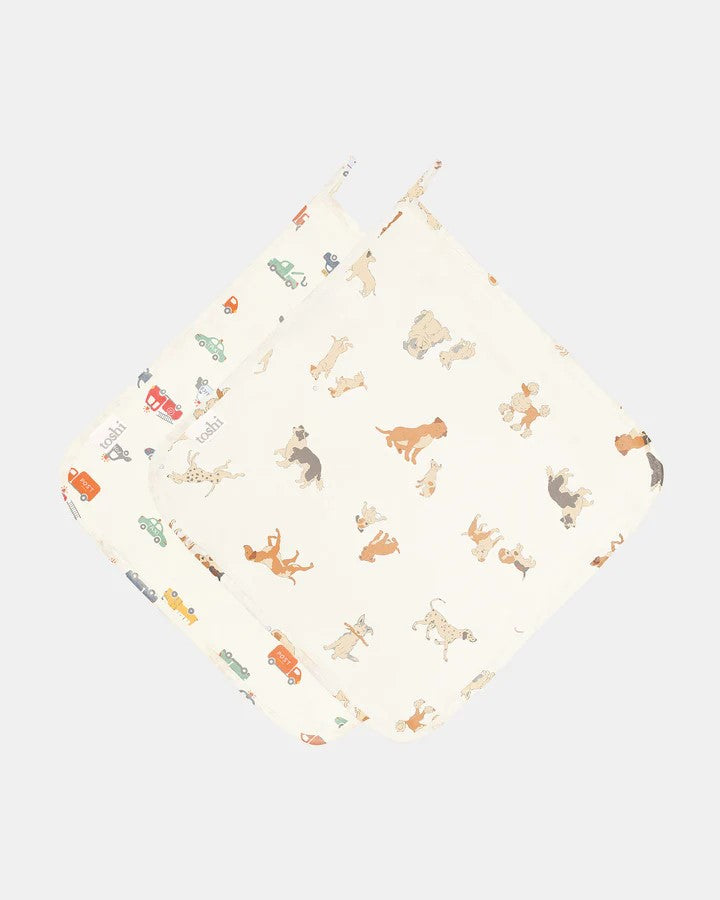 Baby Washcloth Muslin 2pcs- Puppy Love 
