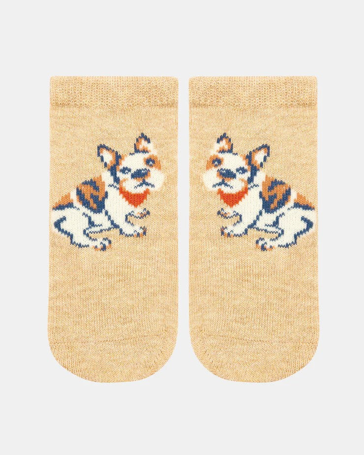 Organic Socks Ankle Jacquard - Frenchie [siz:1-2y]