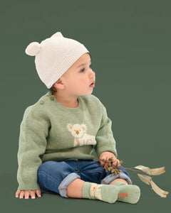 Organic Socks Ankle Jacquard - Koala [siz:3-6m]