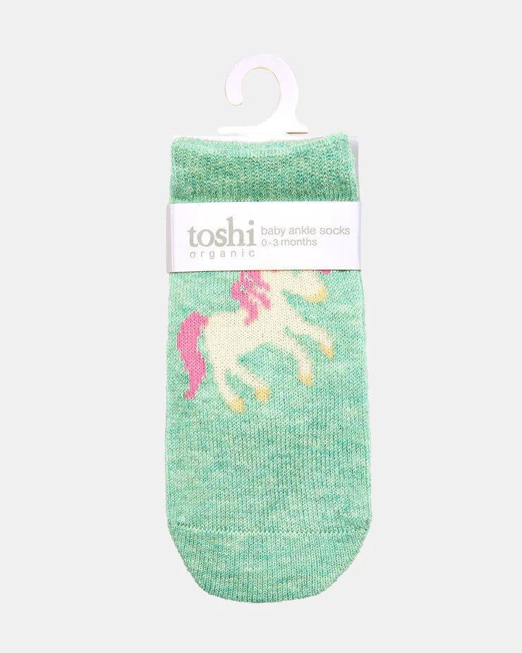 Organic Sock Ankle Jacquard - Unicorn [siz:0-3]