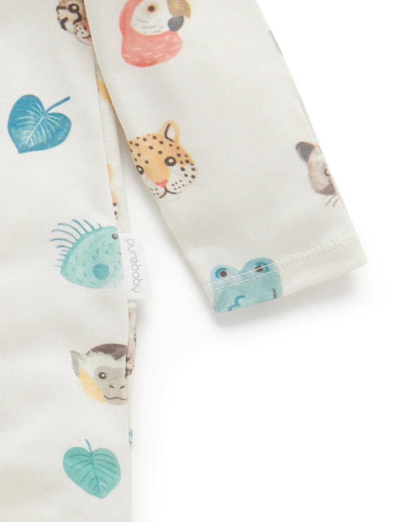 Printed Zip Growsuit Jungle Faces Print (0) [siz:1]