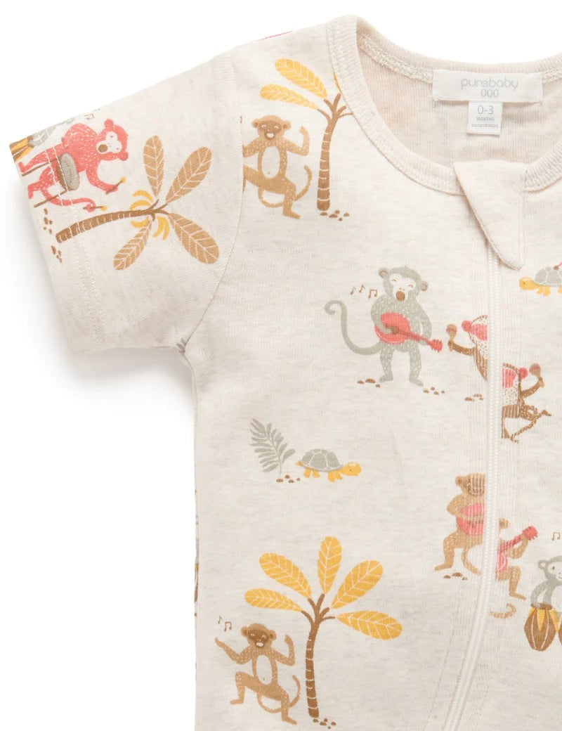 Printed S/slv Zip Growsuit Jungle Jamboree Print (1) [siz:000]