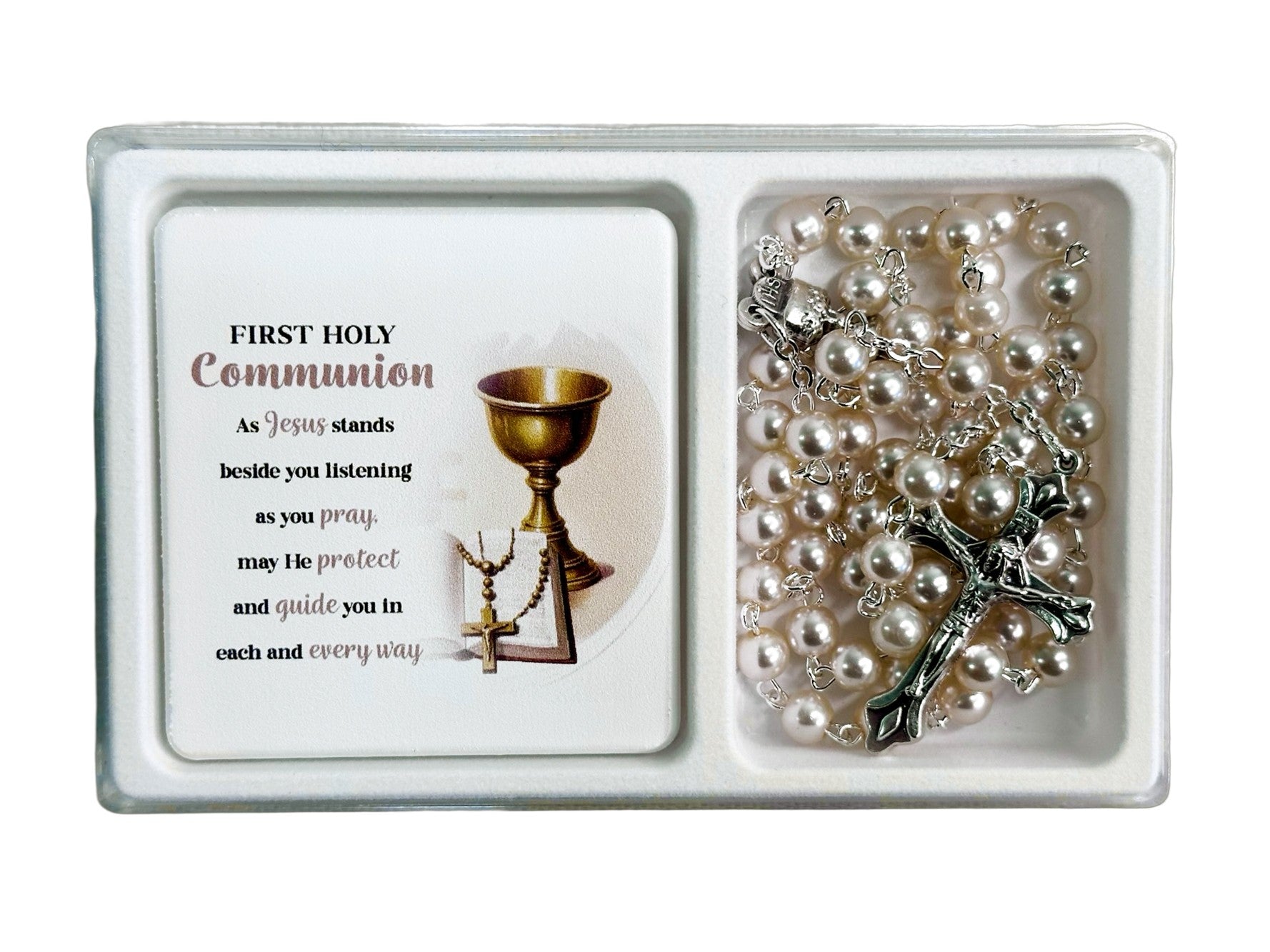 Commuion Rosary & Plaque 