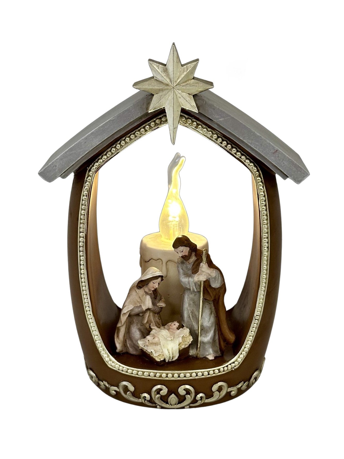 Holy Family Scene With Candle 