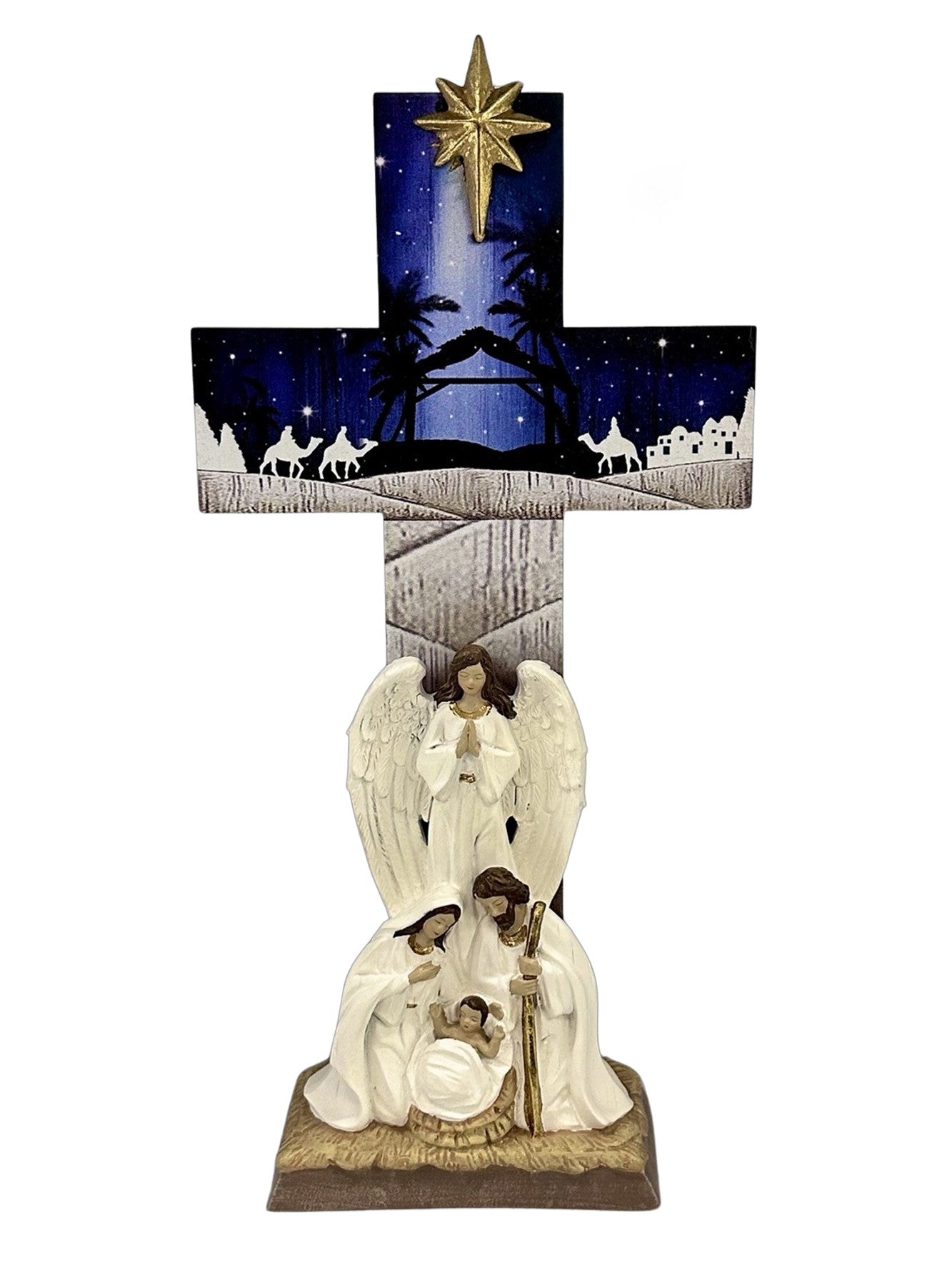Holy Family With Blue Nativity Scene