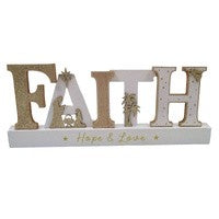 Wooden Nativity Scene - Faith 