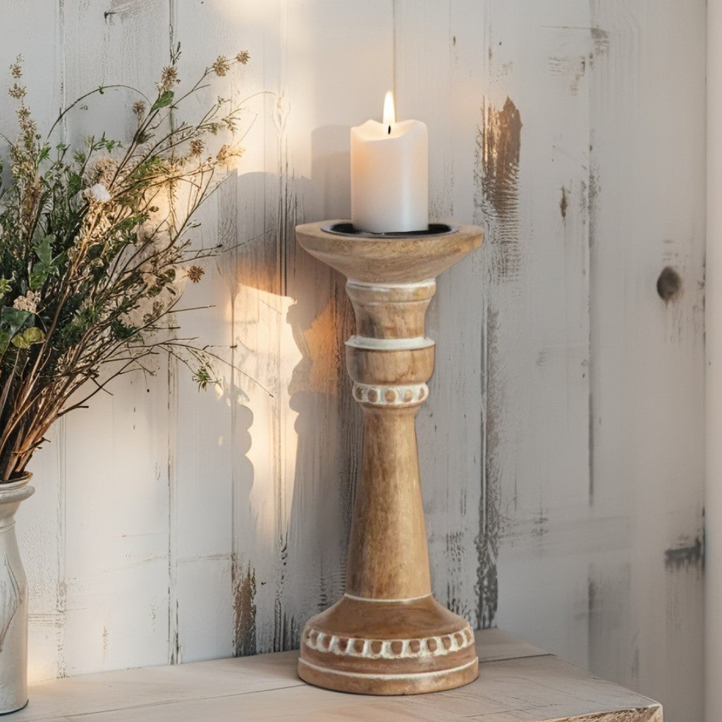 Wood Canlde Holder 