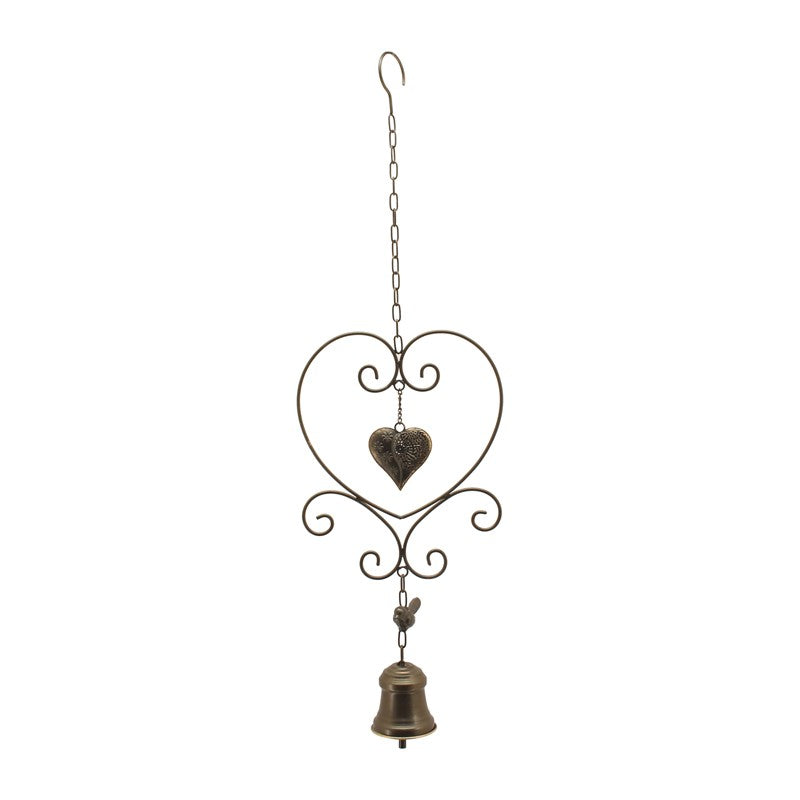 Hanging Rust Heart Lovebirds On Chain