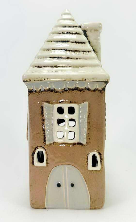 Tealight - Ceramic Single House Light Camel