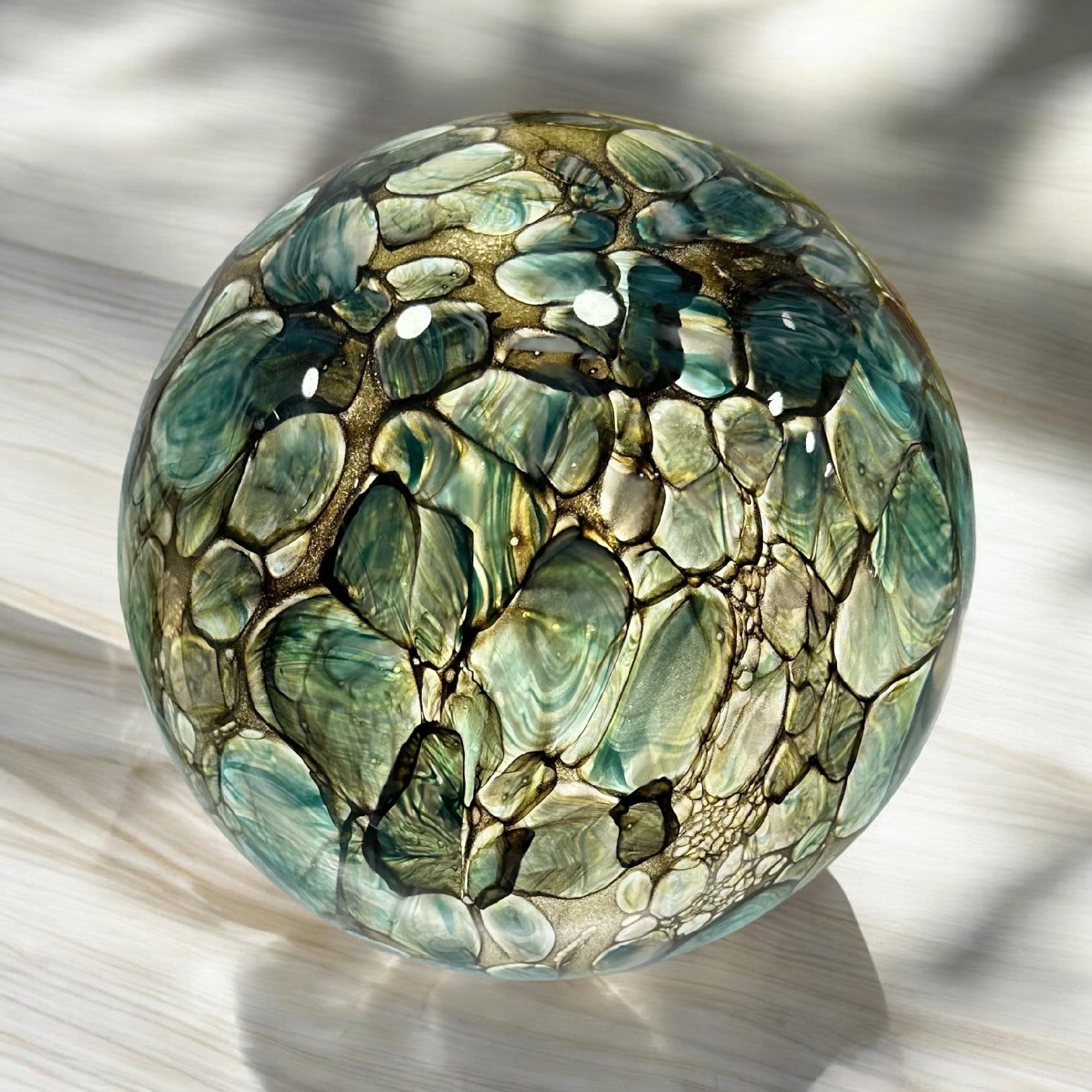 Rocky Green Glass Light Ball Large