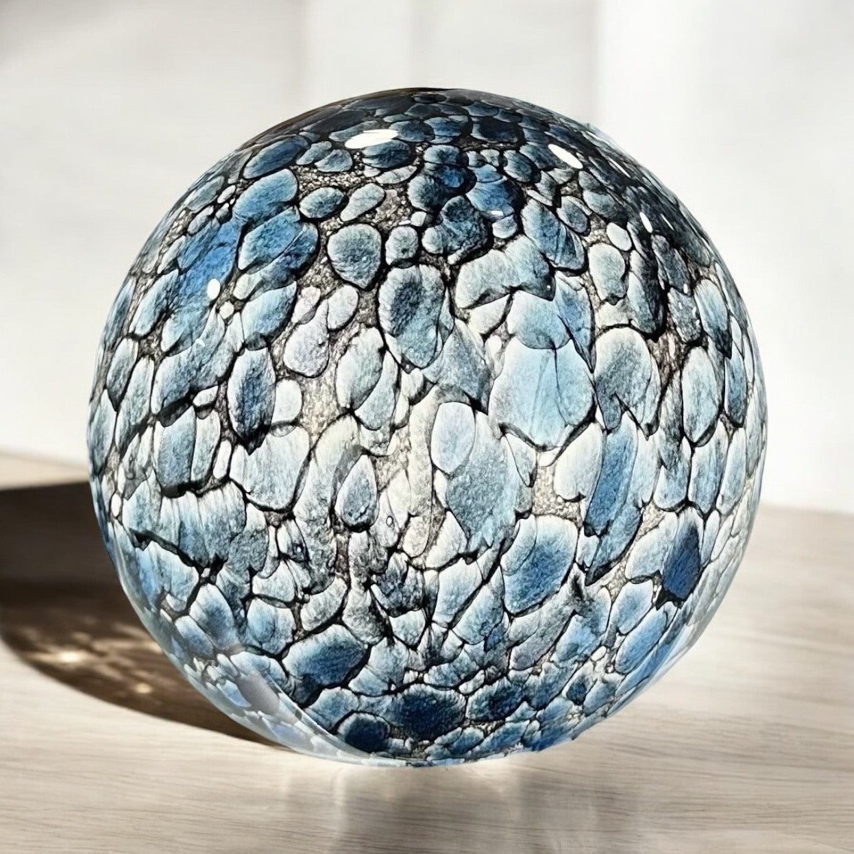 Light Ball Sea Blue Glass Large