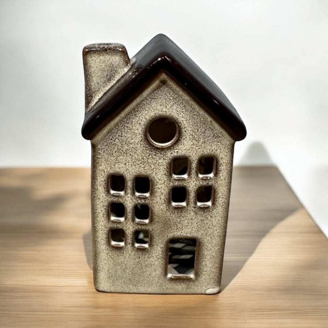 Tealight - Ceramic Small Beige House 