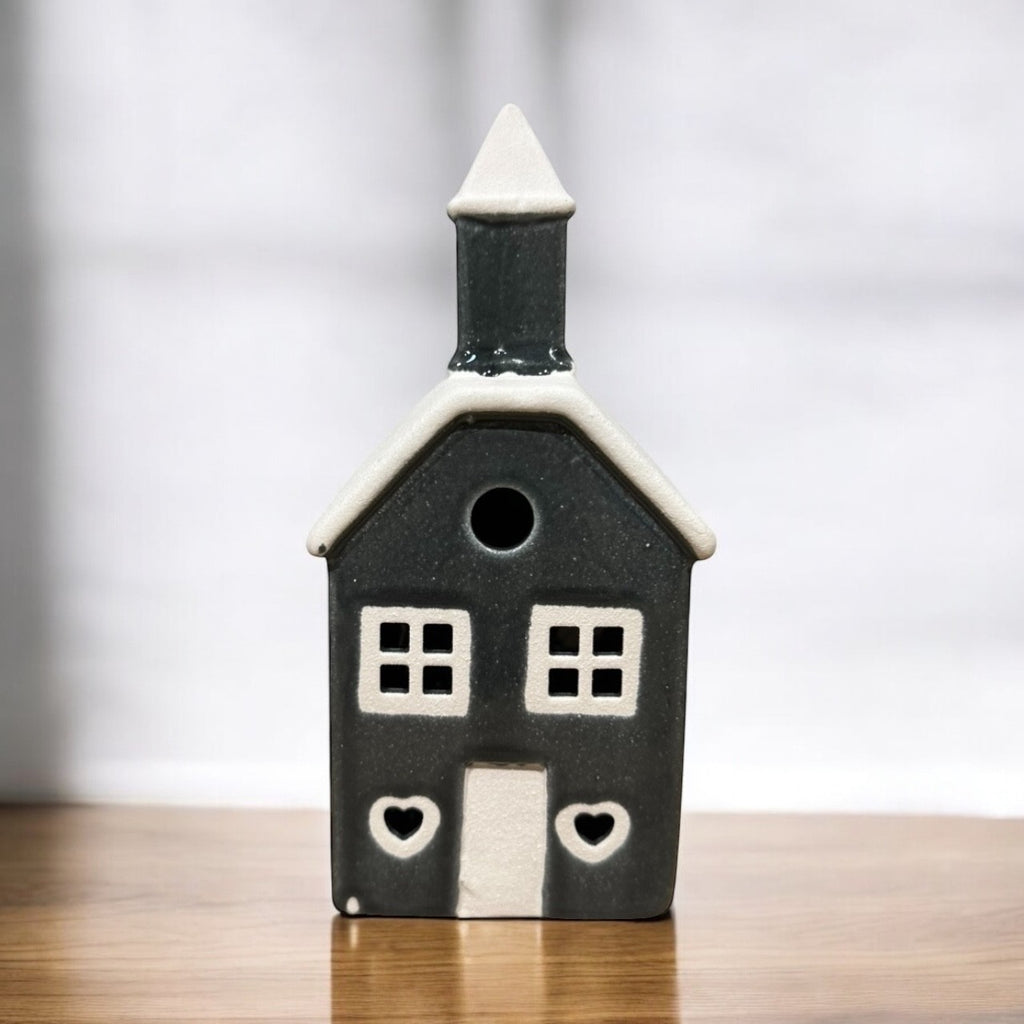 Tealight - Ceramic Grey Church 