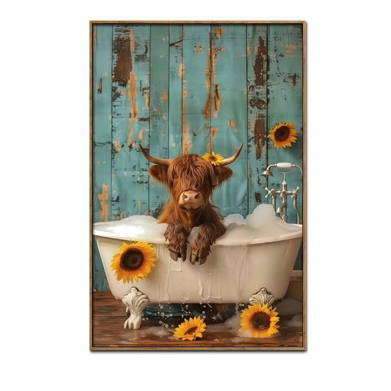 Print - Highlander Bull In Bath