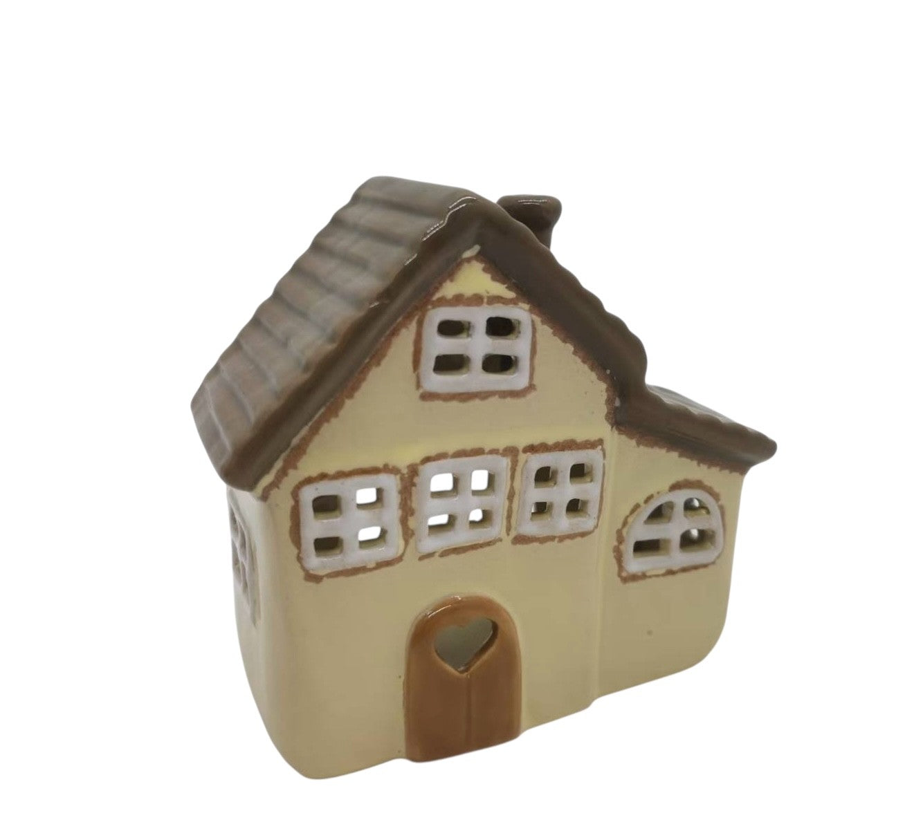 Tealight - Ceramic Cream & Brown Roof Cottage