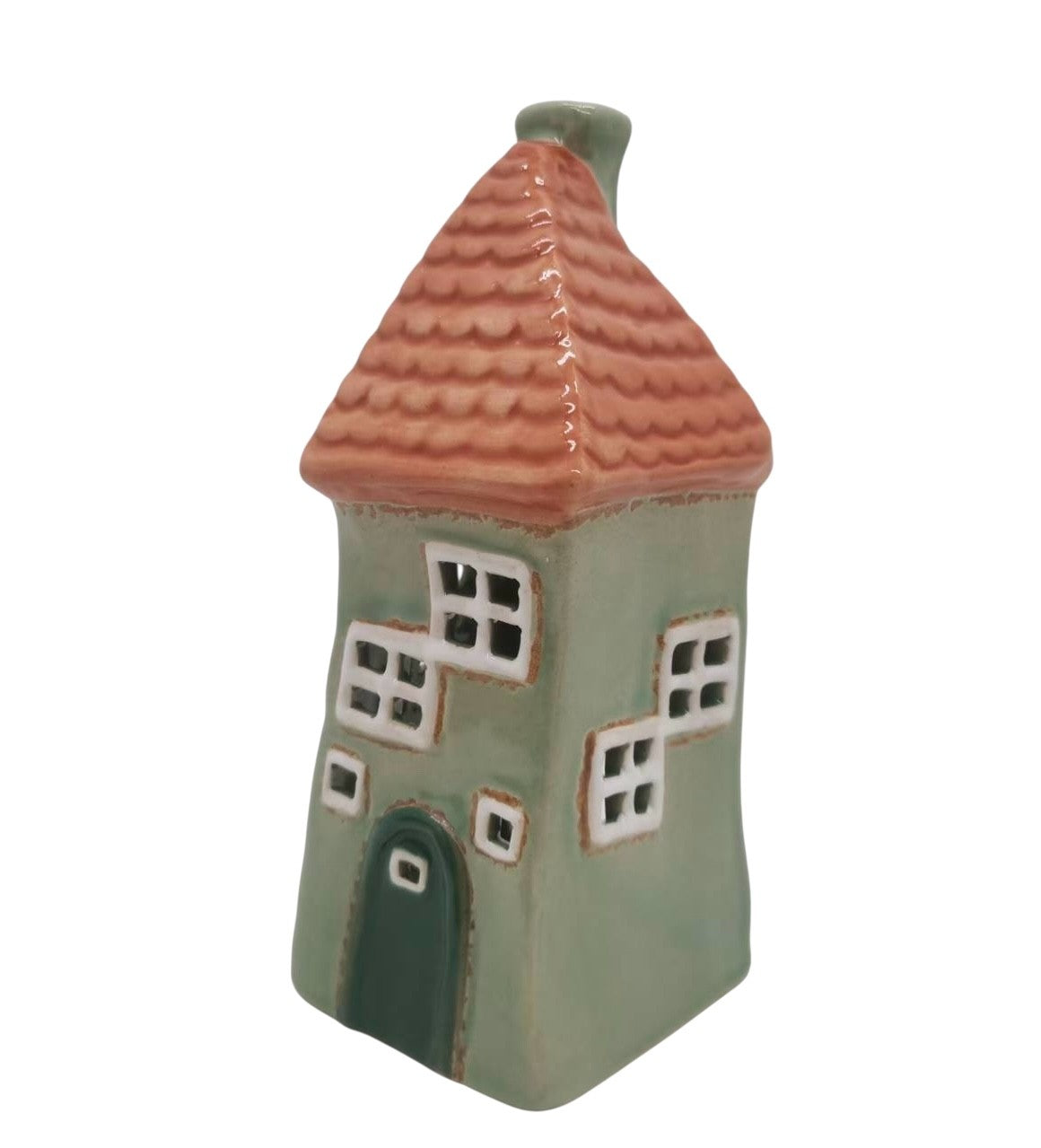Tealight - Ceramic Wonky Green House