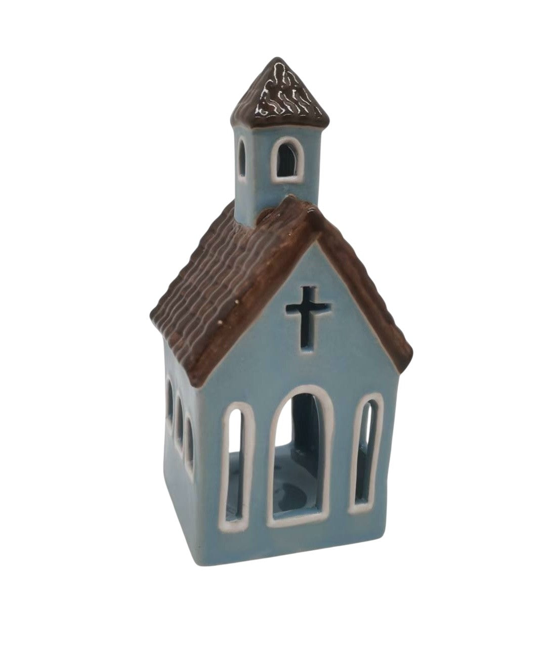 Tealight - Ceramic Blue Church