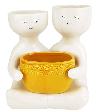 Friends Holding A Pot Planter Mustard