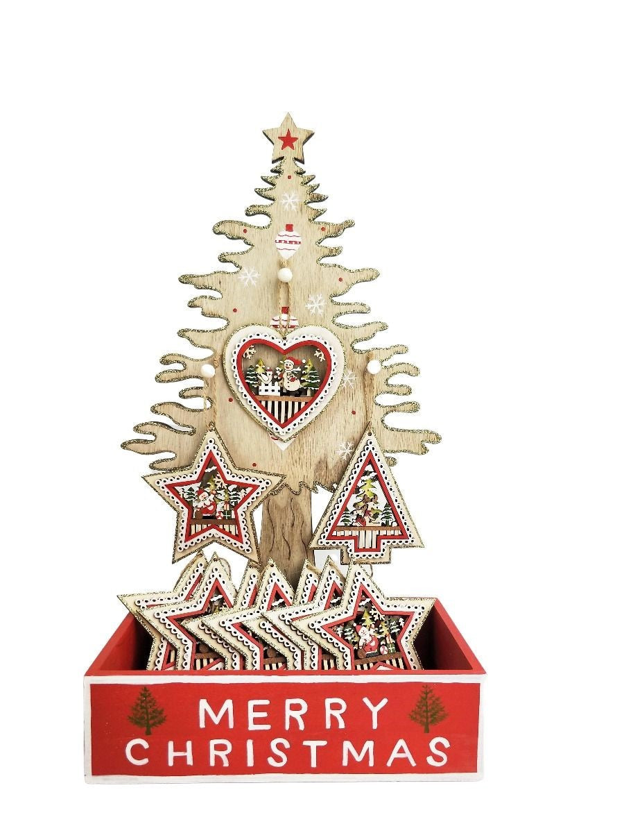 Timber Decoration - Santa, Reindeer & Snowman Assorted