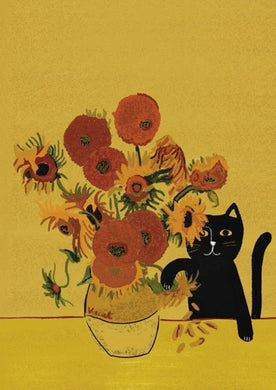 Card - Van Gogh Sunflower Cat