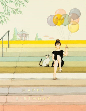Card- Girl On Stairs Birthday 