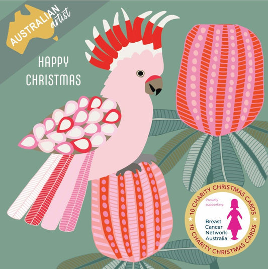 Bcna Charity Christmas Cards - Pink Galah