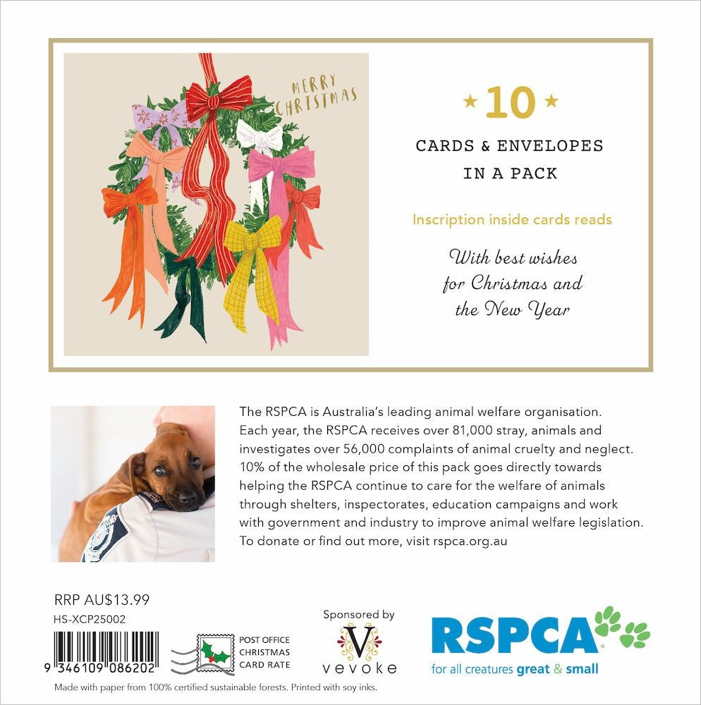 Rspca Charity Christmas Card Weath Of Ribbons