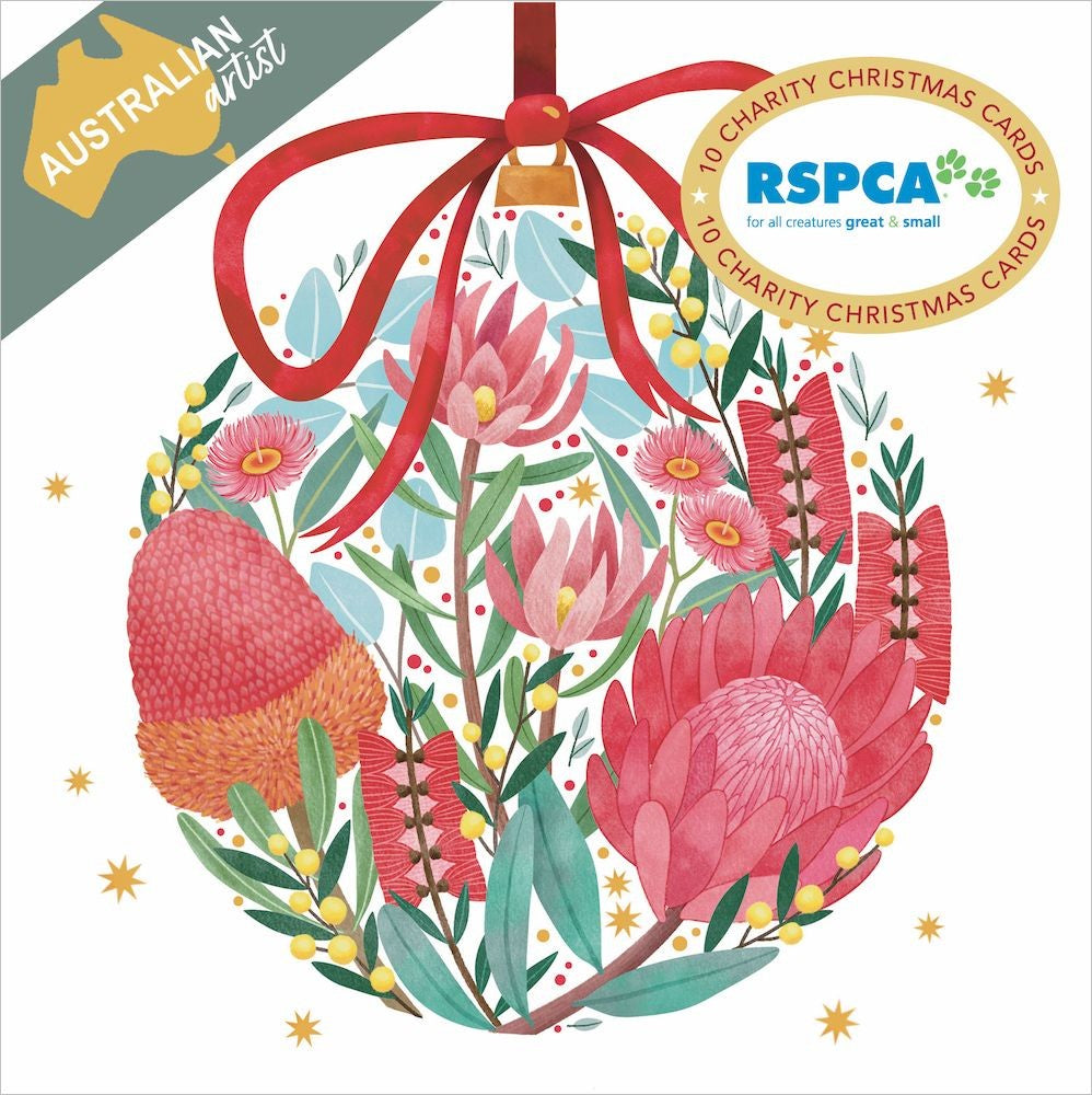 Rspca Charity Christmas Card Floral Bauble