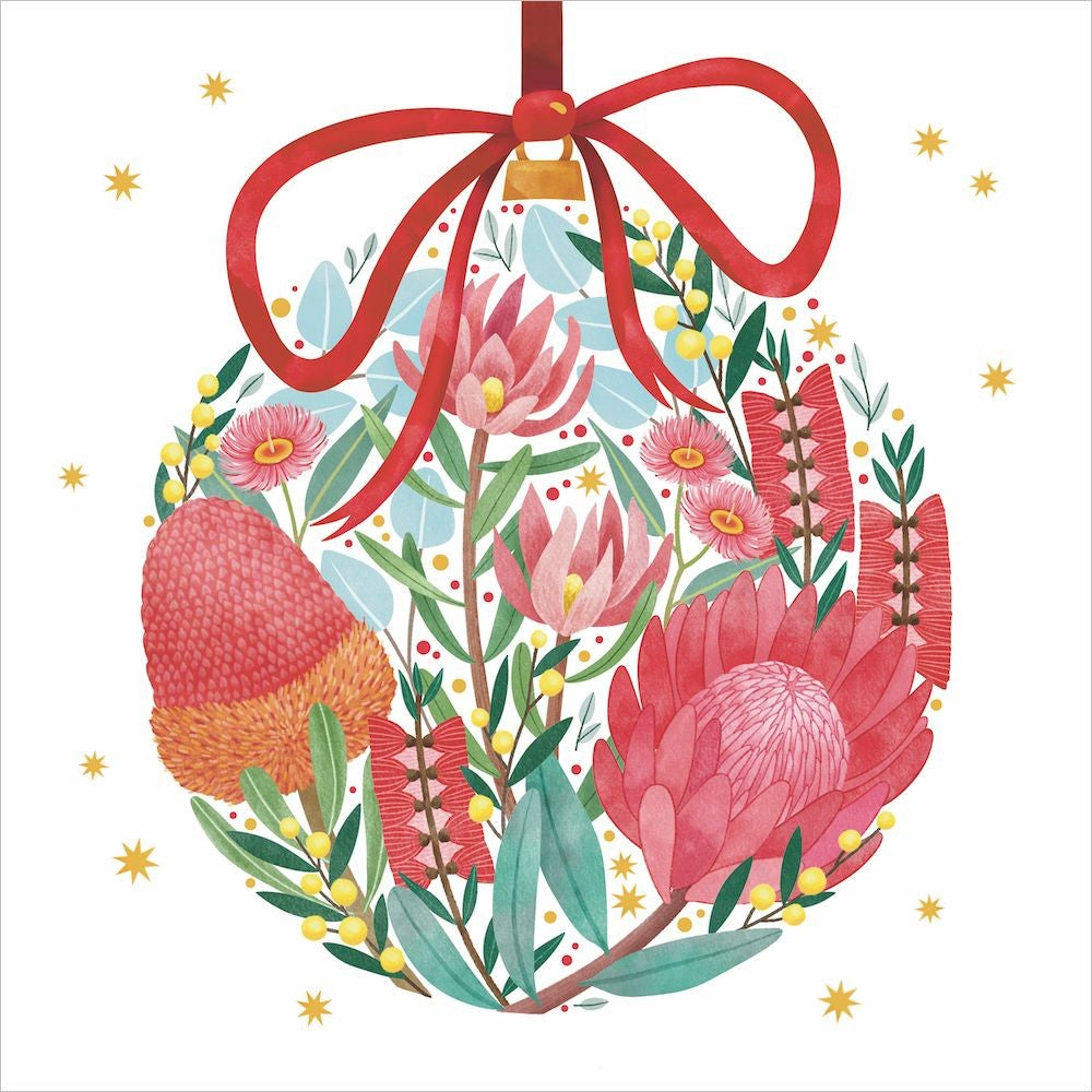 Rspca Charity Christmas Card Floral Bauble