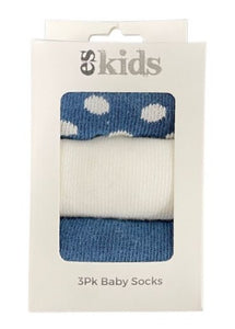Baby Socks Boxed 3pk Navy Spot
