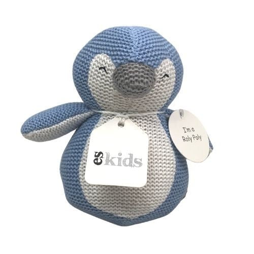 Knitted Penguin Roly Poly - Blue