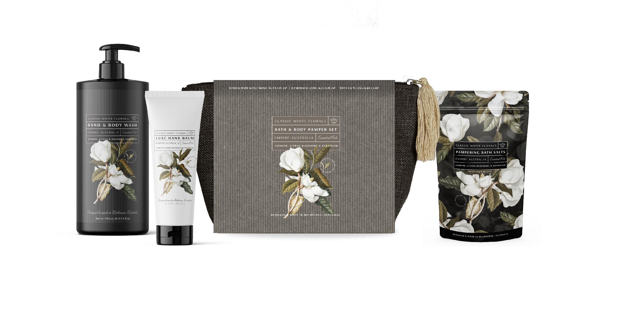 Classic White Floral Jasmine, Citus & Geranium Gift Set 