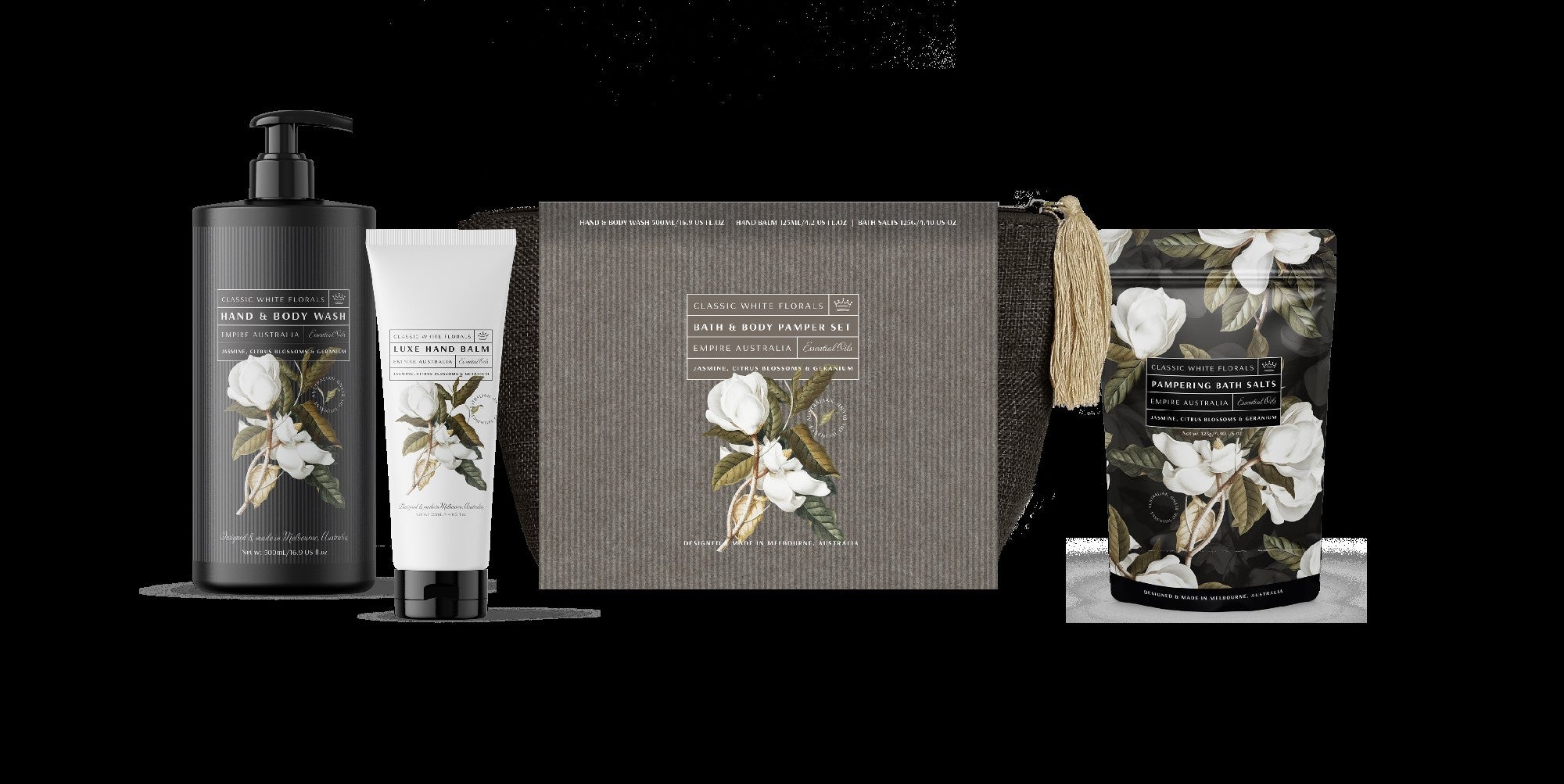 Classic White Floral Jasmine, Citus & Geranium Gift Set 