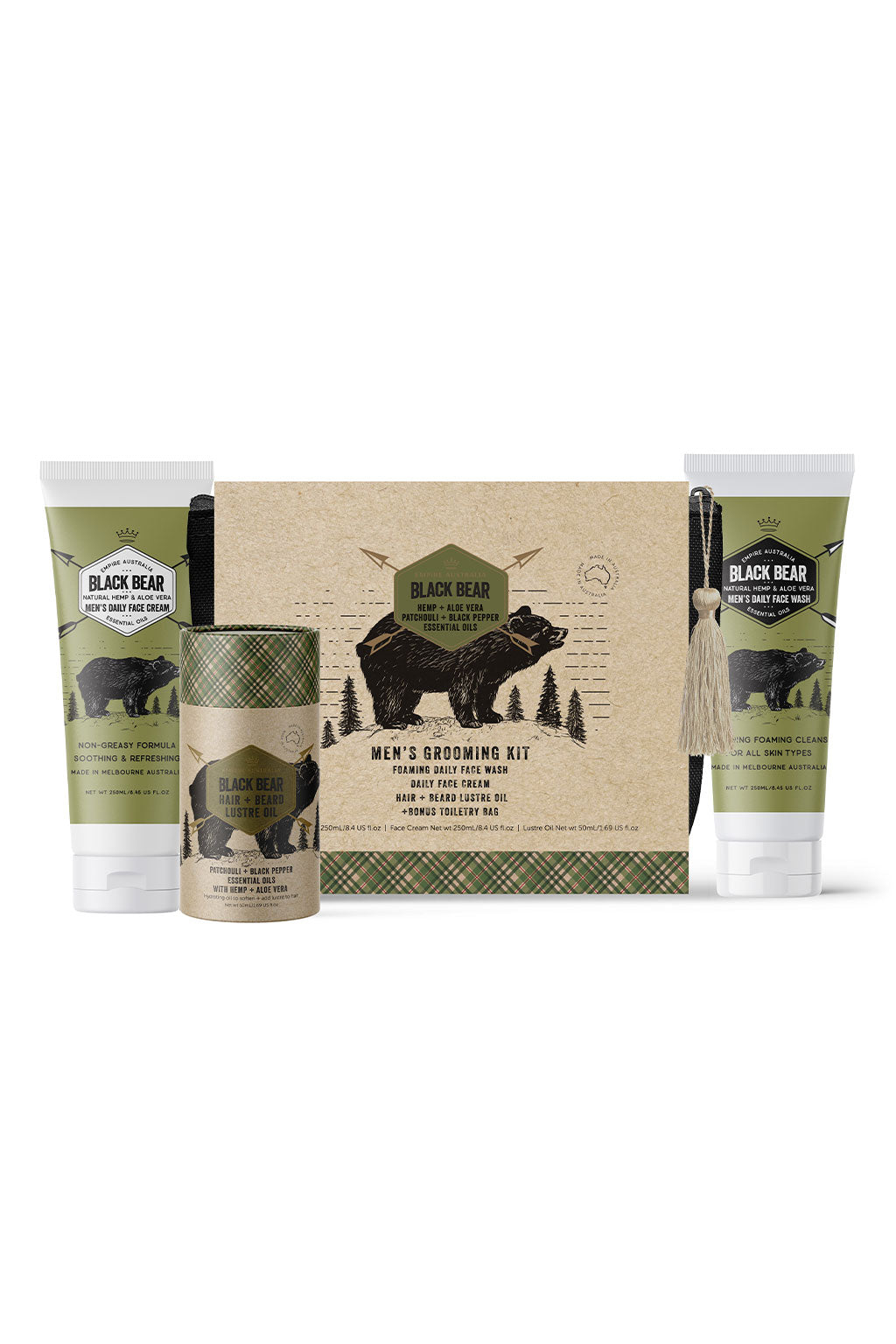 Black Bear Men's Grooming Kit - Hemp & Aloe Vera