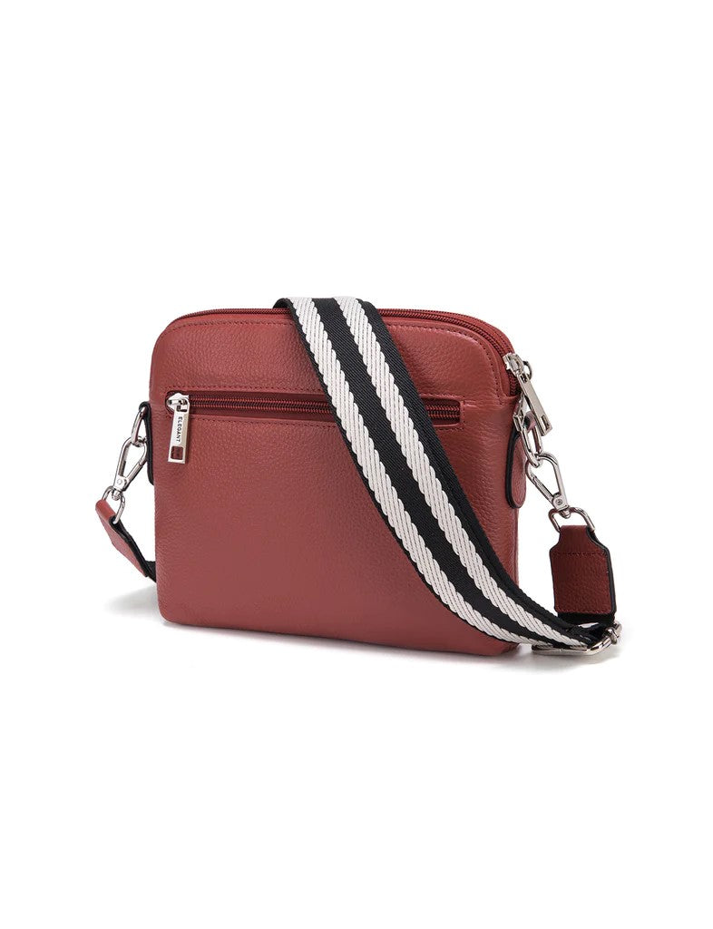Ashley Leather Bag Webbing Strap Red
