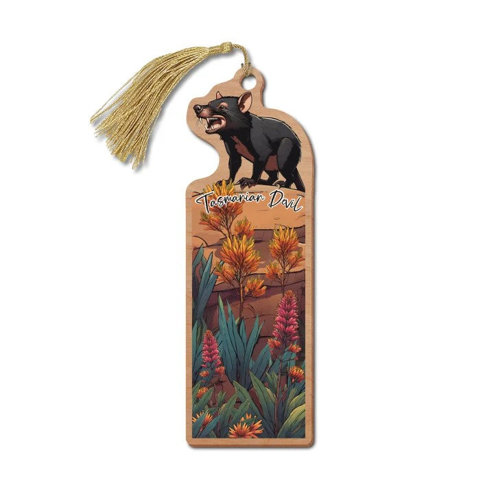 Tasmanian Devil - Australian Made Wooden Bookmark 