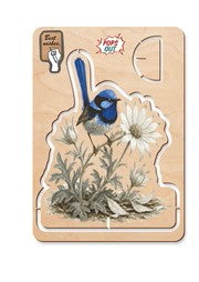 Wooden Greeting Card Fairy Wren